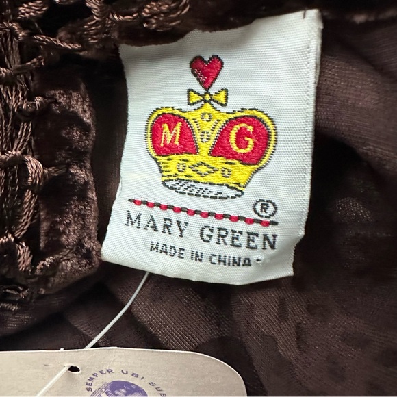 Mary Green Silk Burnout Velvet Fringe Shawl Scarf Boho - NWT - Picture 7 of 13